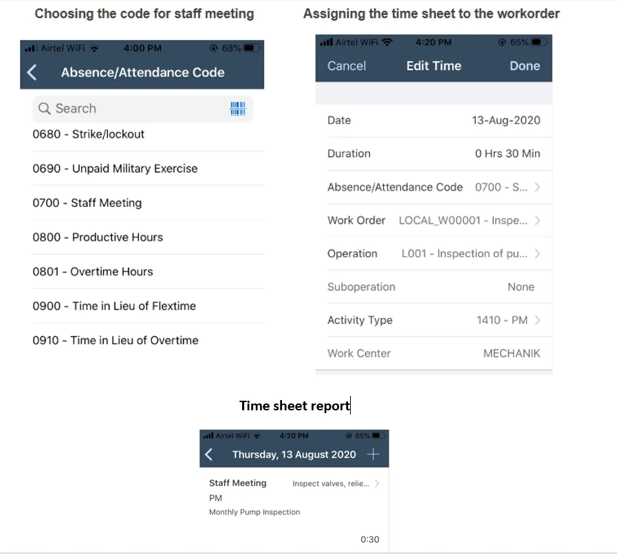 Zeiterfassung im SAP Asset Manager: Eingabe von Besprechungszeit
