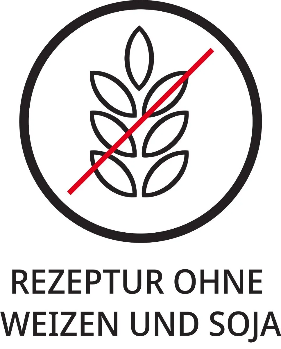 Zertifizierung "No Wheat & Soy" von Josera, die den Verzicht auf Weizen und Soja bestätigt