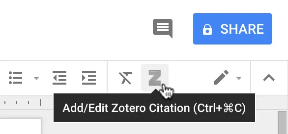 Zotero Google Docs Werkzeugleiste