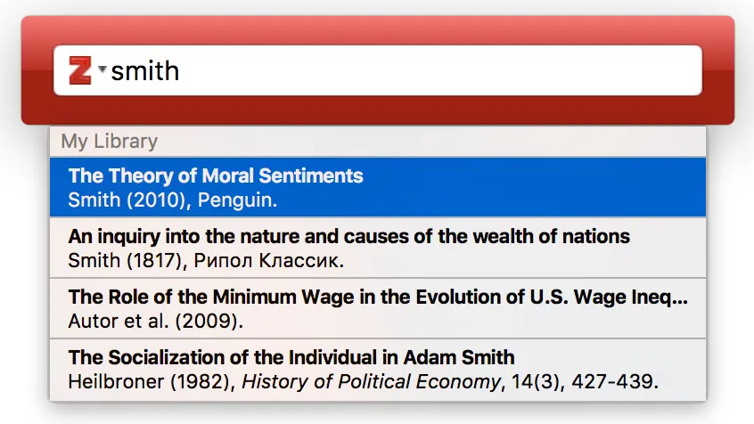 Zotero-Zitat-Dialog in Google Docs