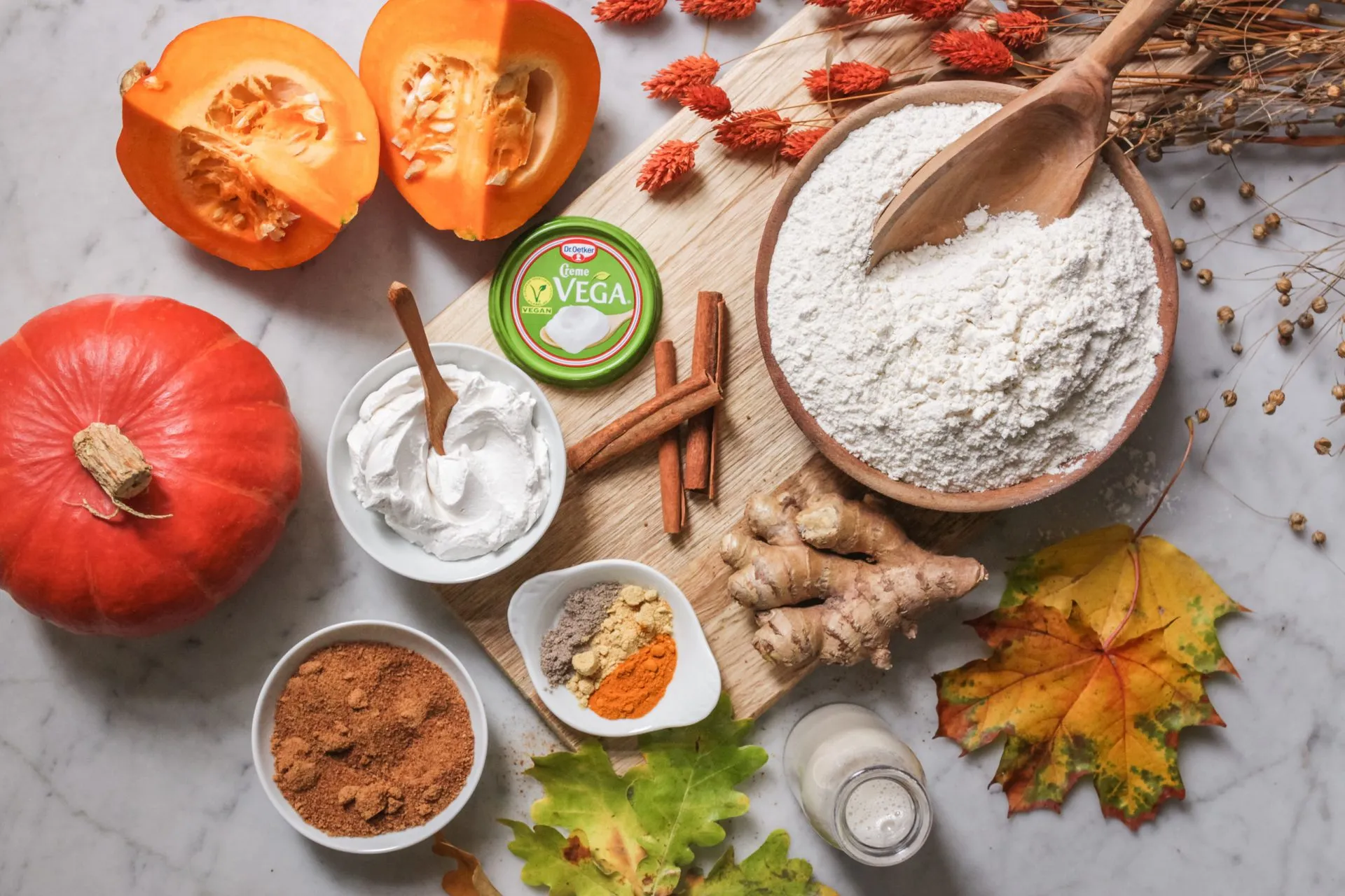 Zutaten für vegane Kürbis-Donuts