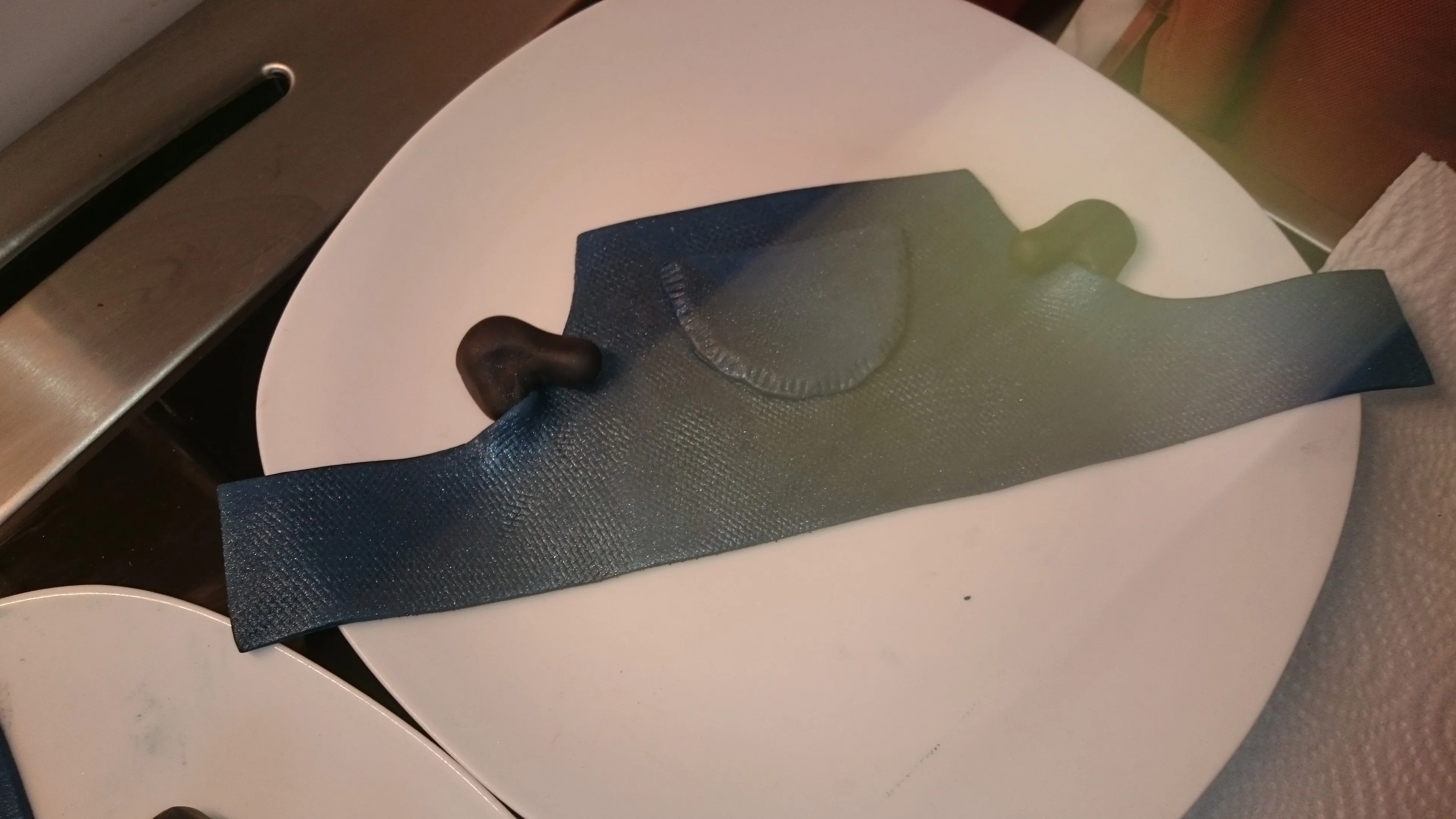 Detailaufnahme von Bobs Jeanshose und Augen