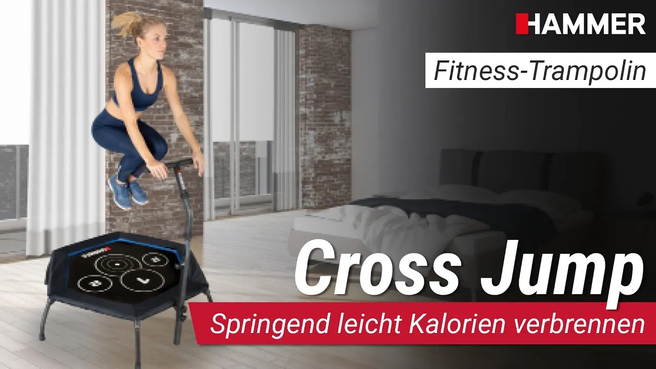 Ein Fitnesstrampolin mit Haltestange für sicheres Training