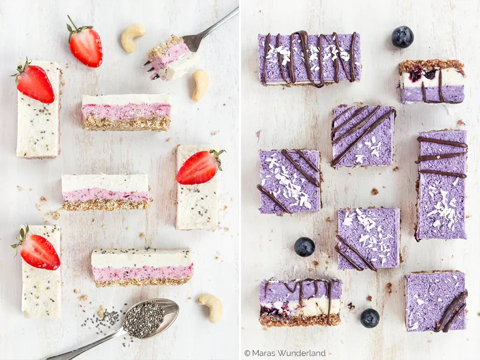 Raw Strawberry Lemon and Blueberry Coconut Cheesecake