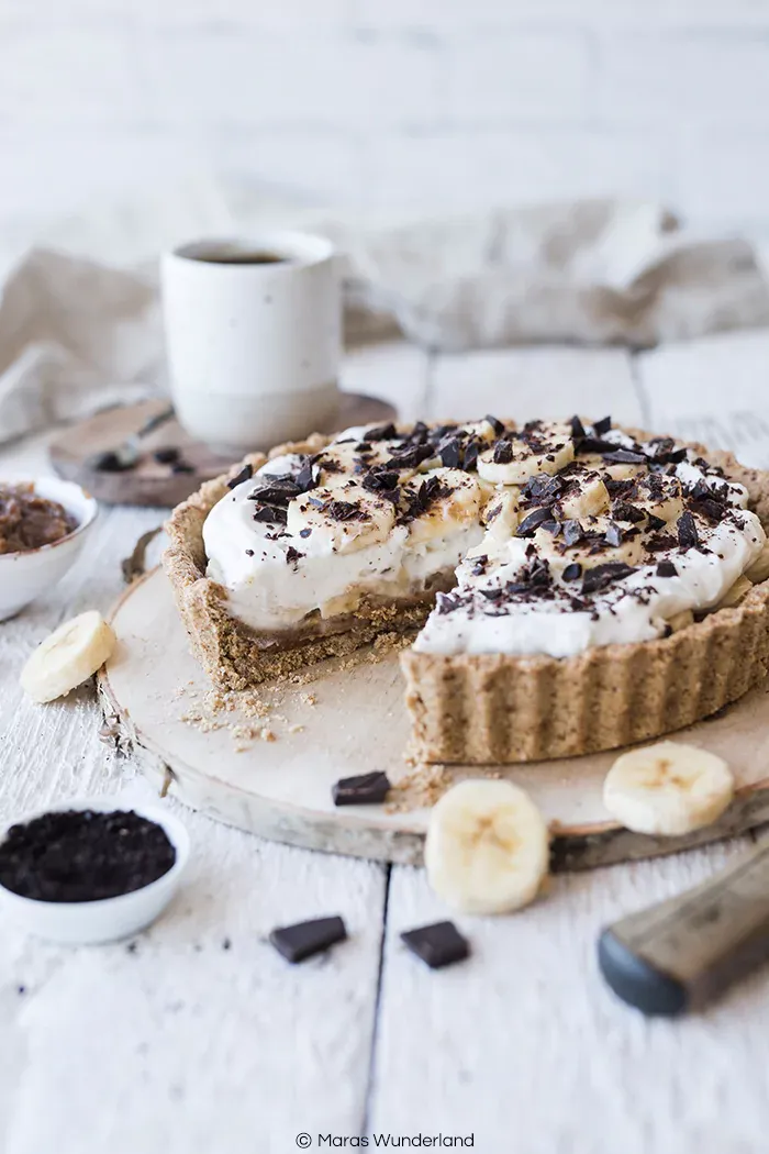 Veganer Banoffee Pie. Vegan und glutenfrei. Mit Dattelkaramell.