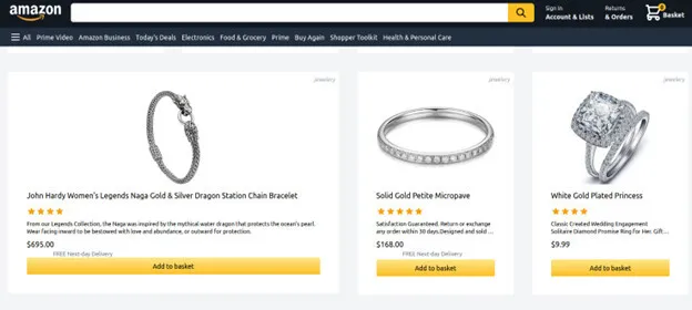 Beispiel eines Fake-Shops, der Amazon nachahmt