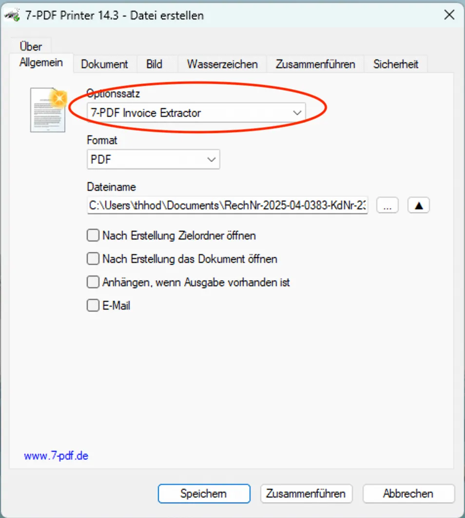 Bild: ZUGFeRD-Rechnungserstellung mit Excel und 7-PDF Software