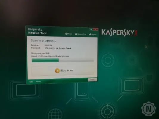 Bildschirmansicht der Kaspersky Rescue Disk im Einsatz