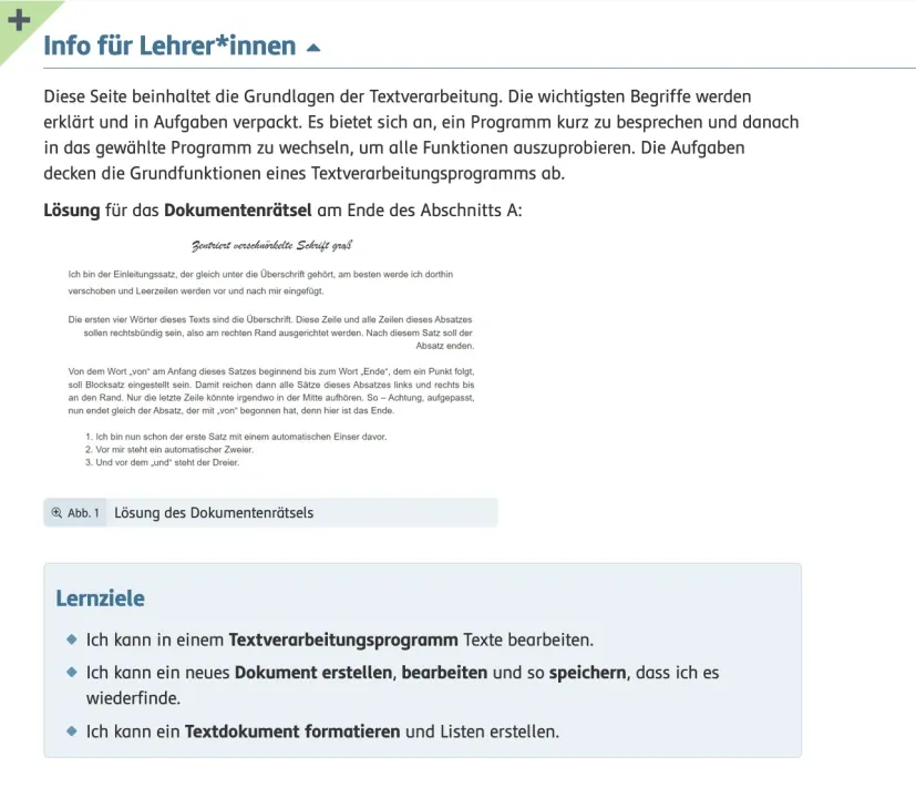 Die Lernziele zu jeder Seite finden Sie im Abschnitt Info für Lehrer*innen.