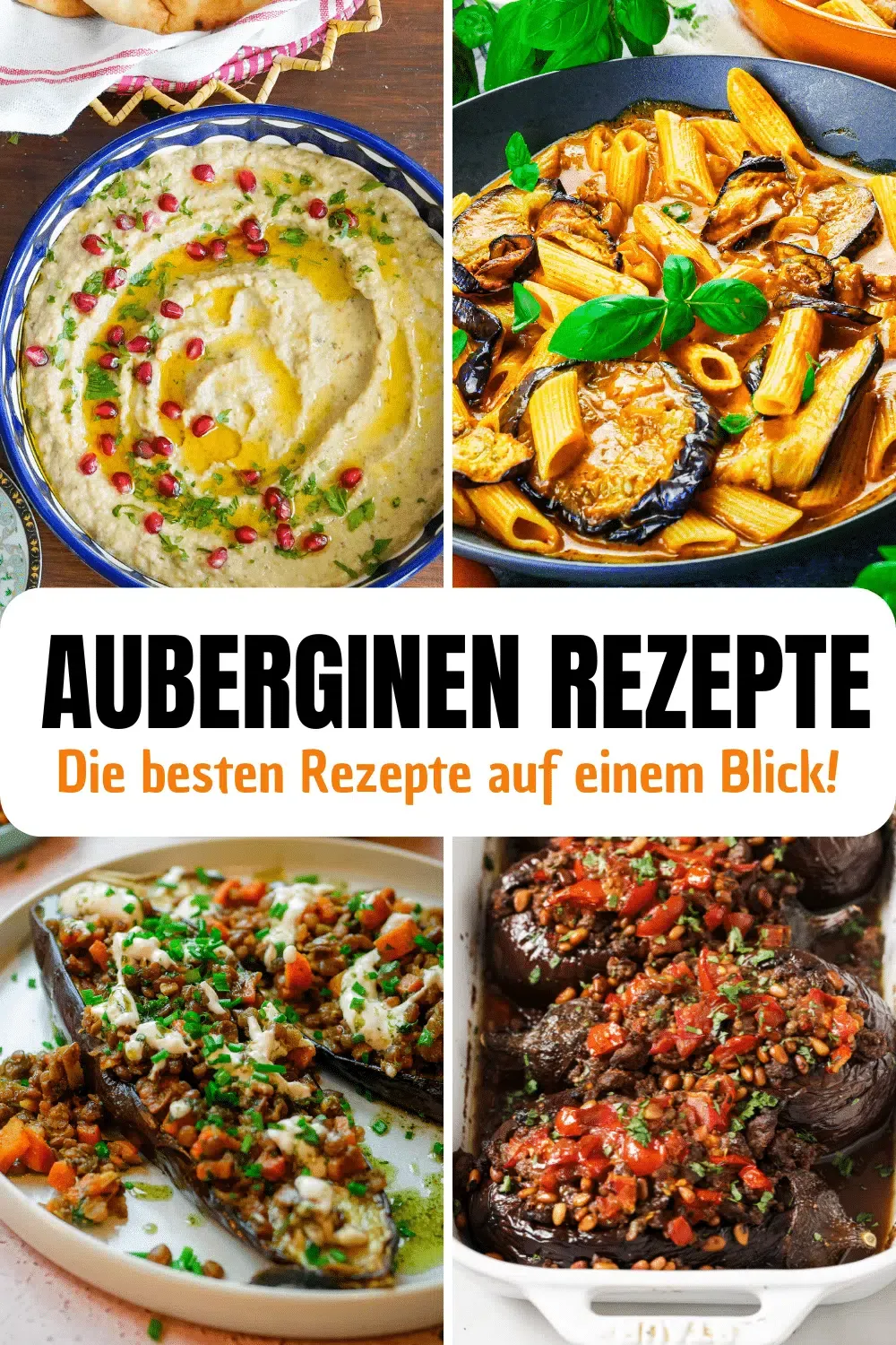 Eine Collage mit verschiedenen köstlichen Auberginengerichten