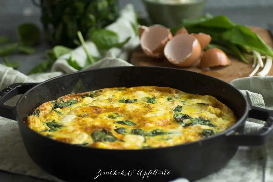 Einfache Bärlauch-Spinat-Frittata, perfekt für den Brunch