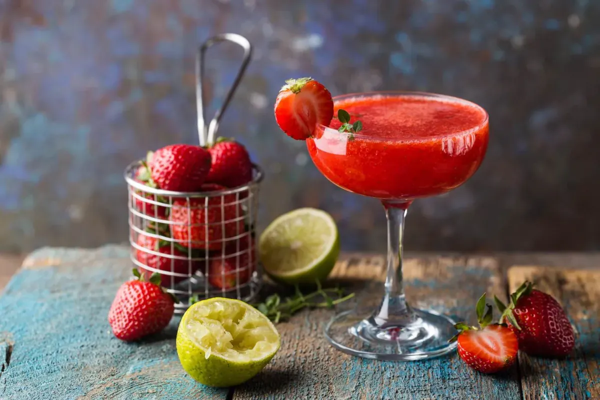 Erdbeer Daiquiri mit frischen Erdbeeren und Limetten