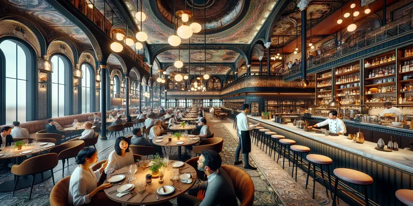 Frank Rosin in seiner Küche, konzentriert bei der Arbeit in seinem Restaurant