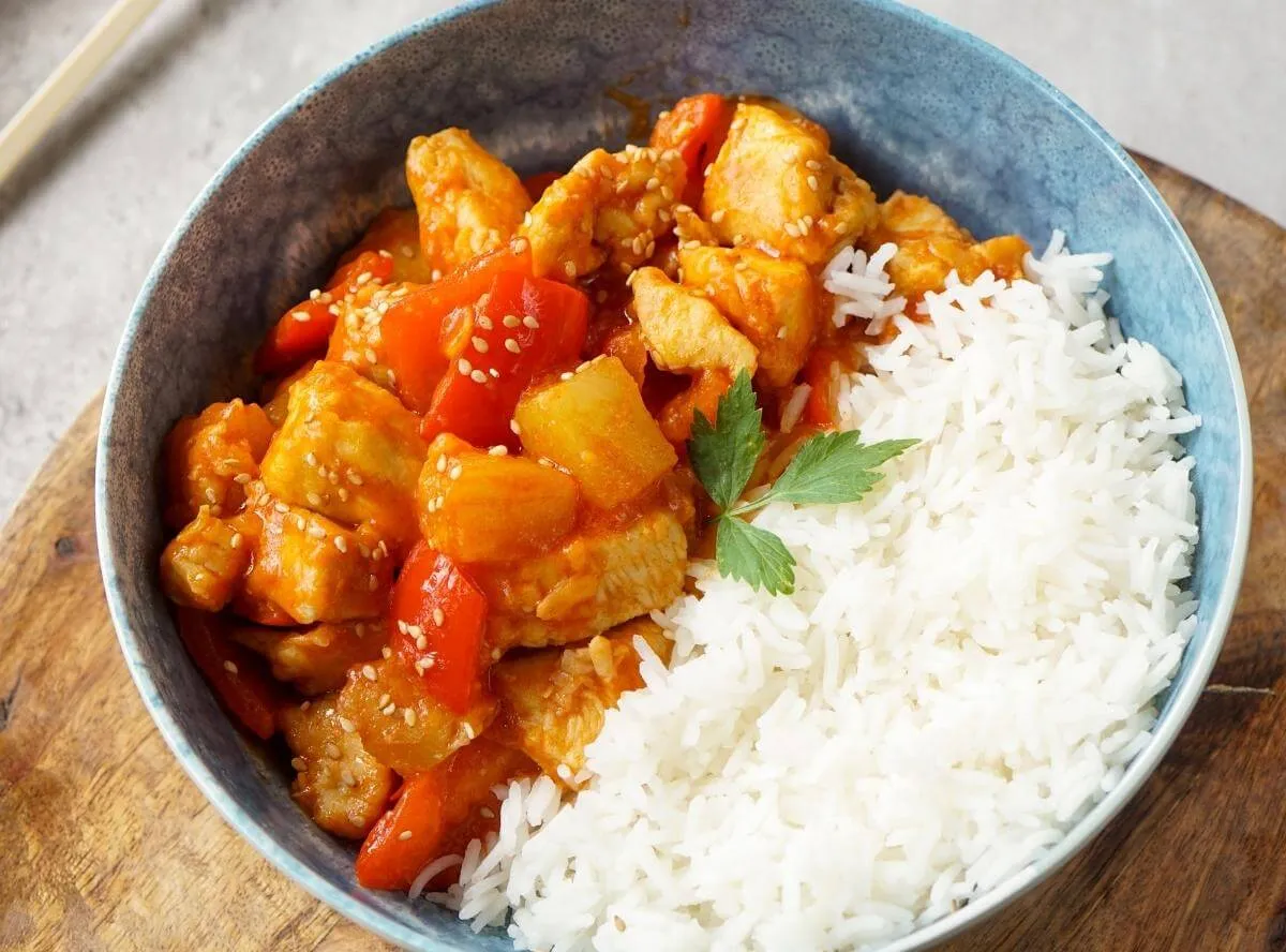 Hähnchen süß-sauer Rezept, asiatisch inspiriert