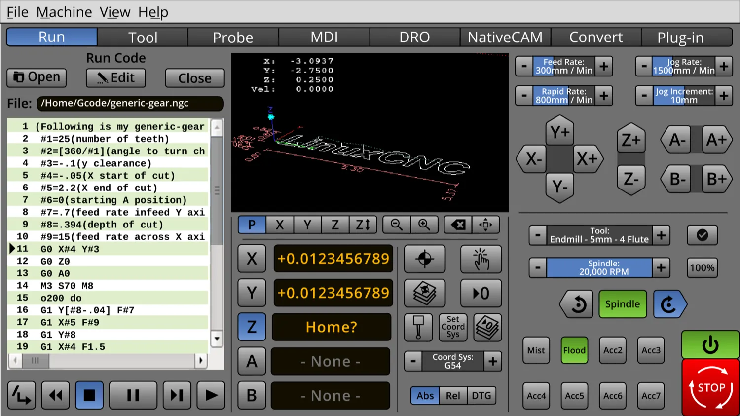 Linux CNC Screenshot
