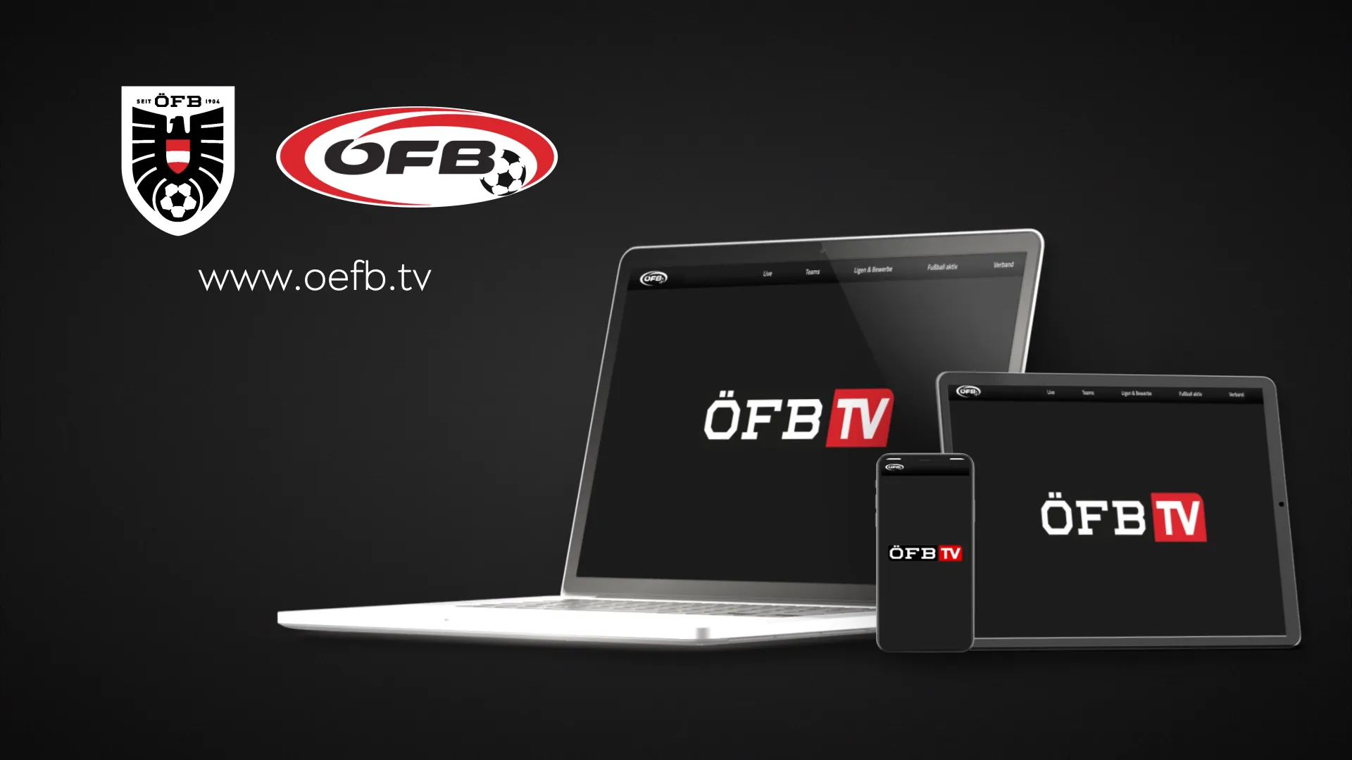 ÖFB TV auf verschiedenen Geräten wie Smartphone, Tablet und Laptop