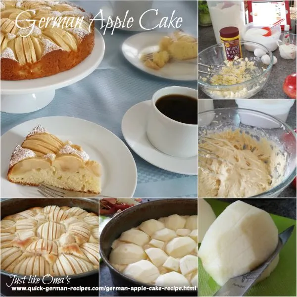 Omas Schritte zur Zubereitung des Apfelkuchens