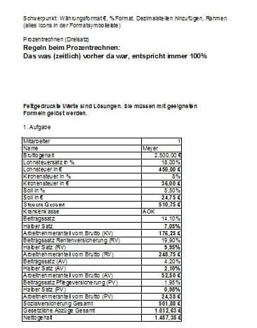 Prozentrechnung und einfache Formeln berechnen