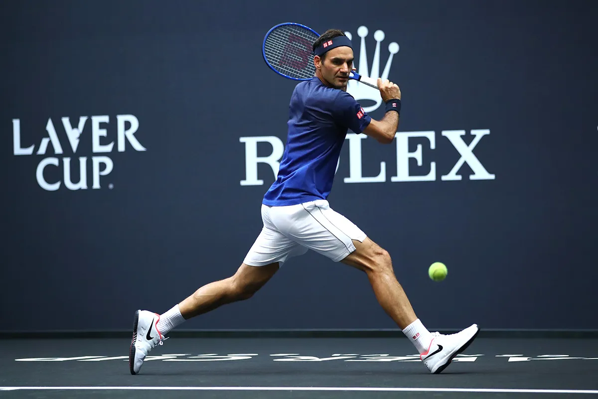 Roger Federer beim Training für den Laver Cup 2019 in Genf, Schweiz