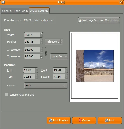 Verbesserter Druckdialog in GIMP 2.4