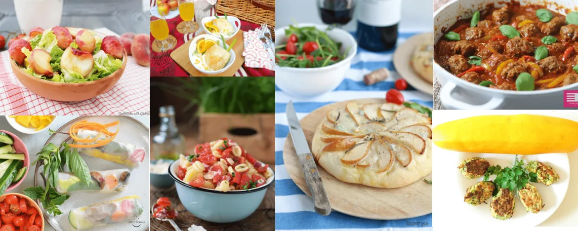 Vielfältige herzhafte Sommergerichte in einer Collage
