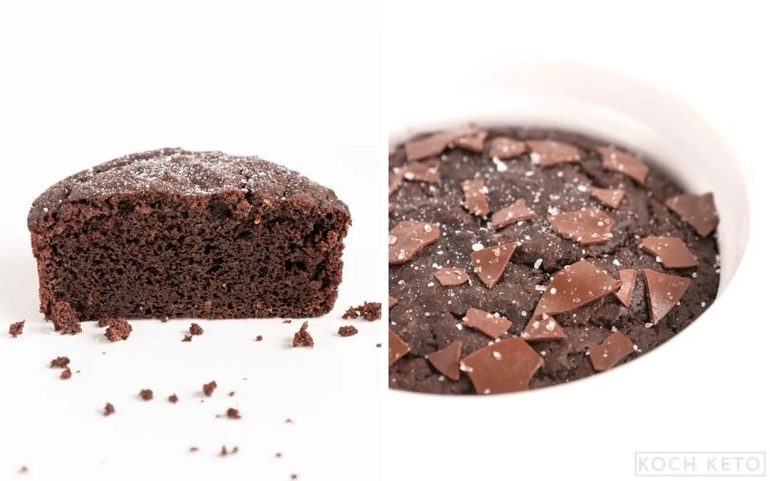 5-Minuten Low Carb Keto Schoko Brownie Tassenkuchen ohne Mehl & ohne Kohlenhydrate aus der Mikrowelle Desktop Featured Image