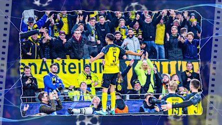 Achraf Hakimi im BVB-Trikot, feiernd nach einem Tor gegen Inter Mailand