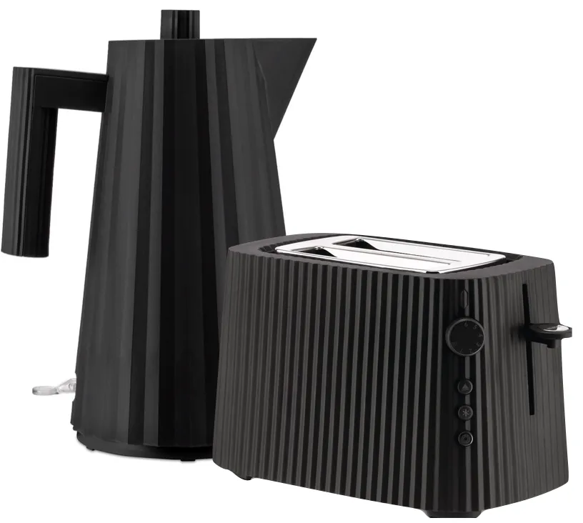 Alessi Plissé Wasserkocher und Toaster Set in Schwarz