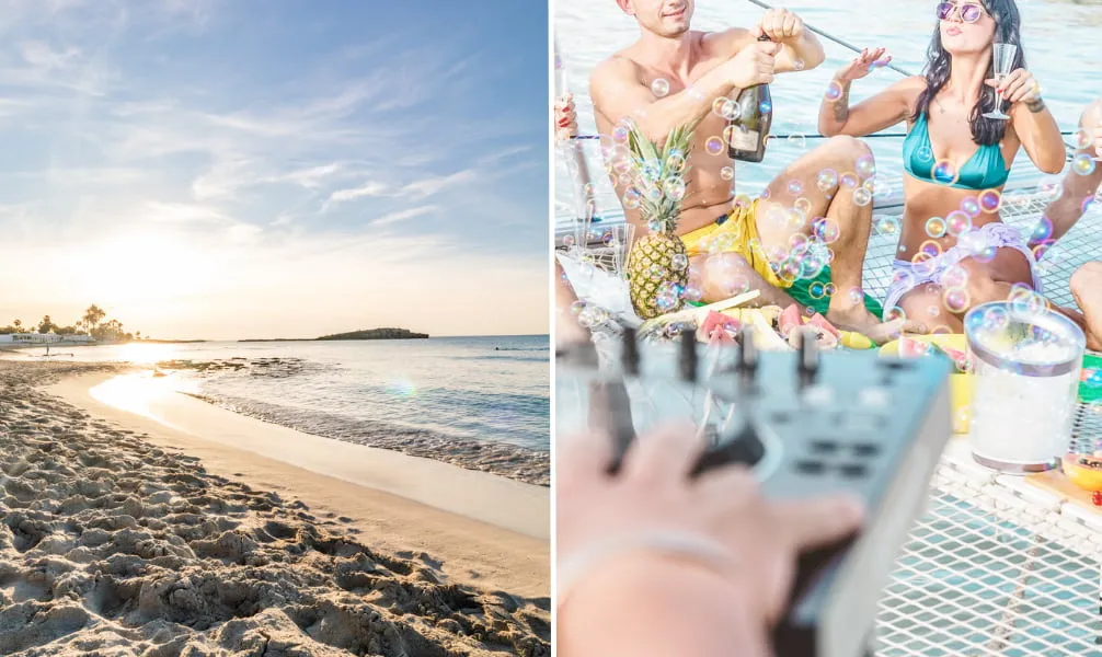 Am Nissi Beach auf Zypern feierst du an einem der schönsten Strände Europas.