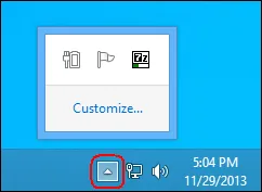 Anzeige des Symbols in der Systemablage