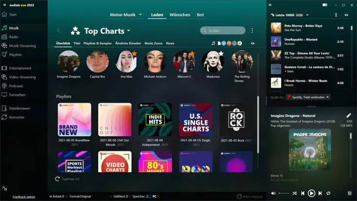 Audials One 2022 Genre- und Stil-Auswahl