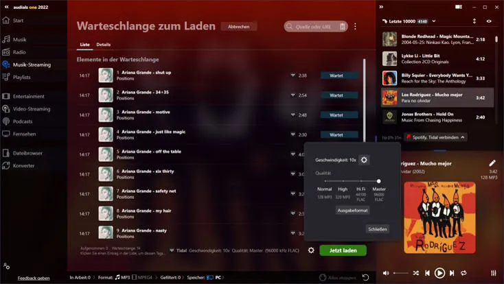 Audials One 2022 HiRes Audio Drag & Drop für Tidal