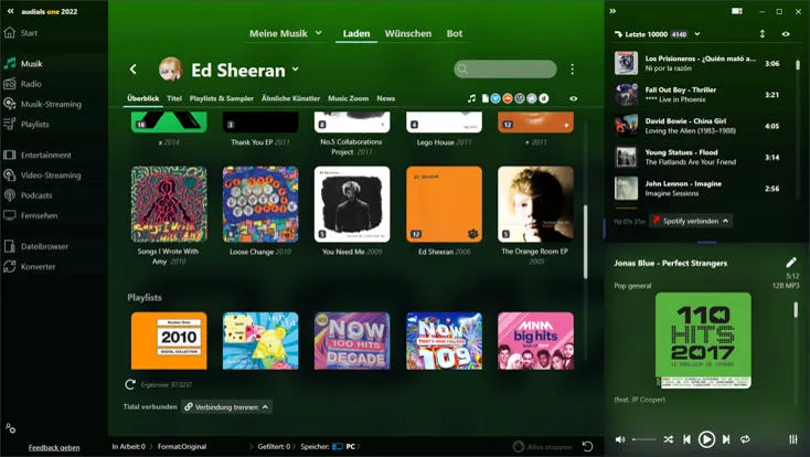 Audials One 2022 Musik laden Funktion in neuem Design