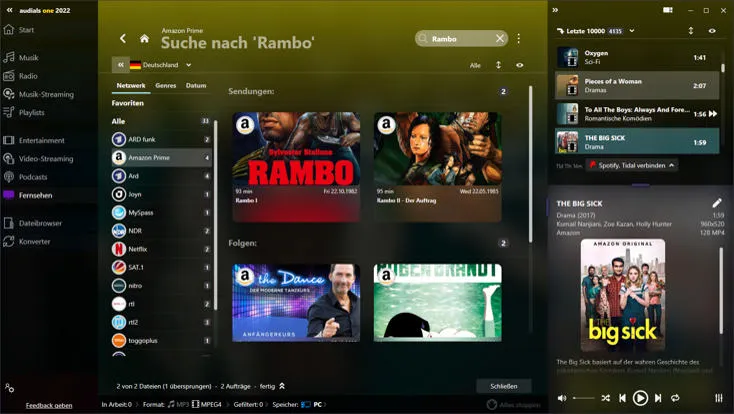 Audials One 2022 TV-Mediatheken Übersicht
