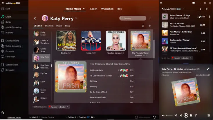 Audials One 2022 Übersicht der eigenen Musiksammlung