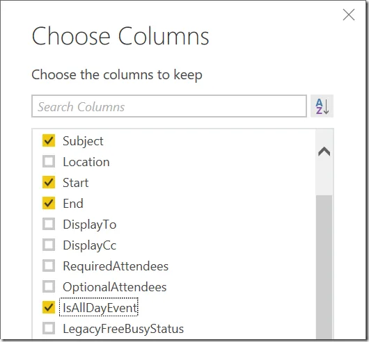 Auswahl relevanter Spalten im Power Query Editor