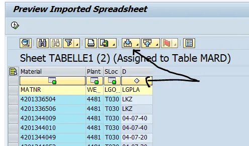 Automatische Feldzuordnung im Datenimport von SAP MM17