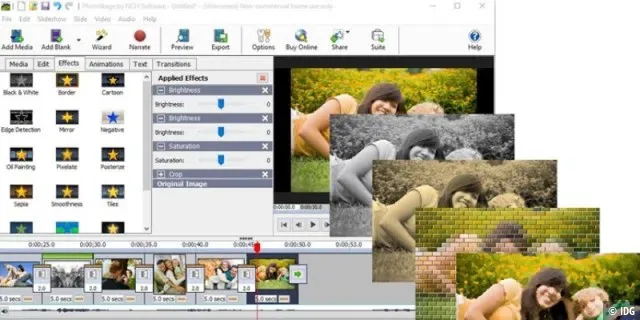 Benutzeroberfläche von PhotoStage zur Erstellung von Diashows