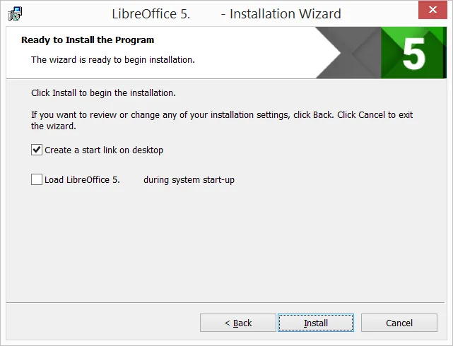 Bereit zur Installation von LibreOffice