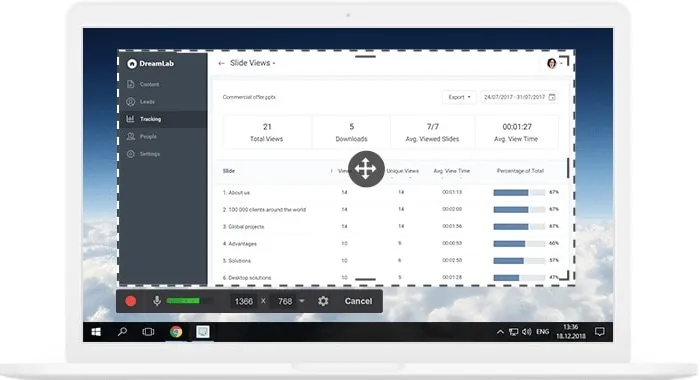 Bildschirmaufnahme für Windows 10 mit Free Cam erstellen