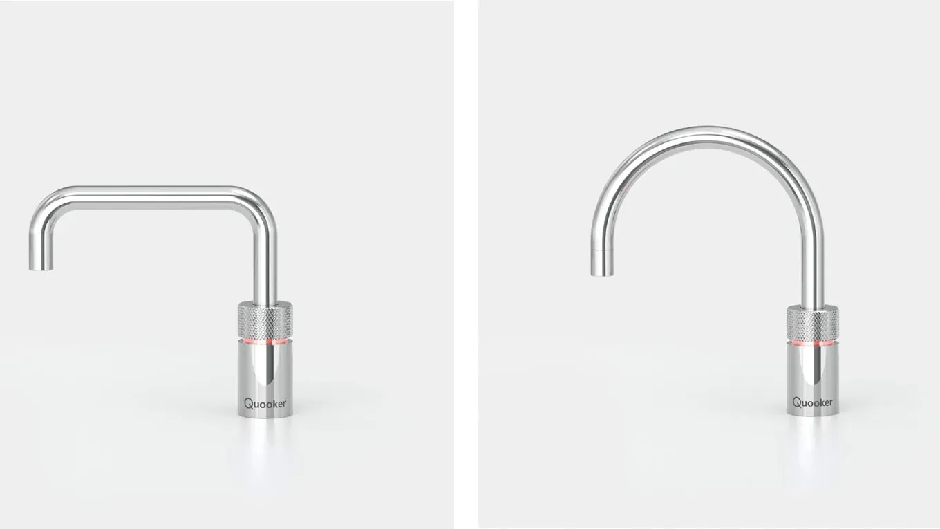 bildvergleich vom quooker nordic wasserhahn in eckig und rund