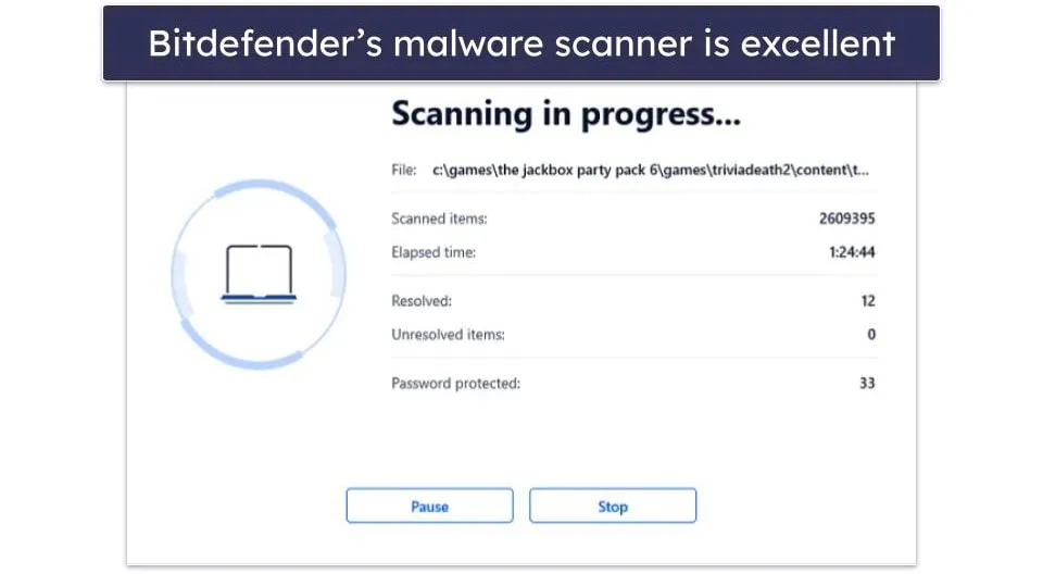 Bitdefender Malware-Scanner in Aktion