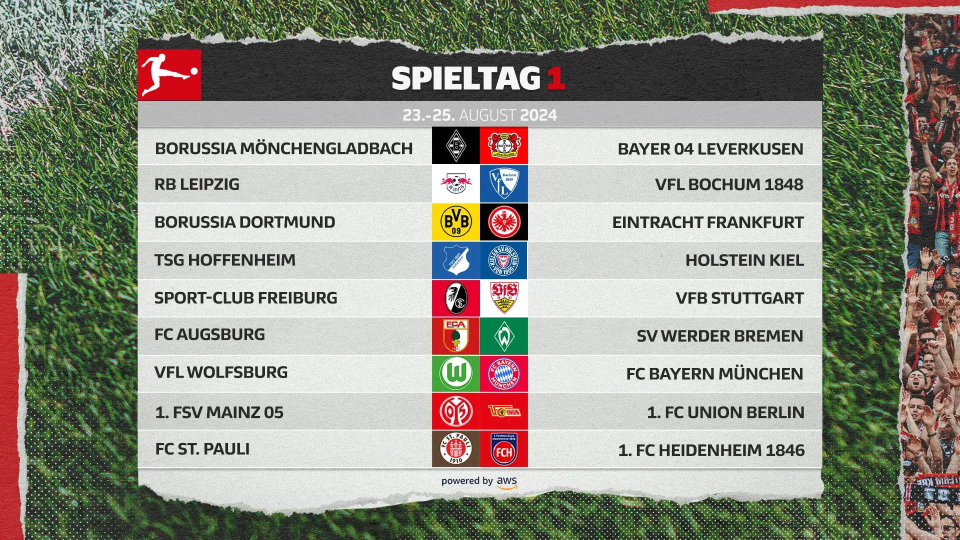 Bundesliga Spielplan der ersten Spieltage Saison 2024/25