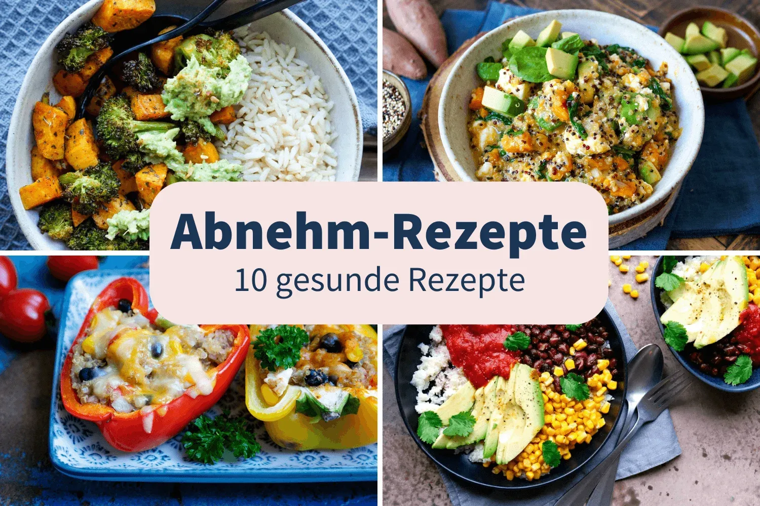 Collage mit vielfältigen Rezepten zum Abnehmen