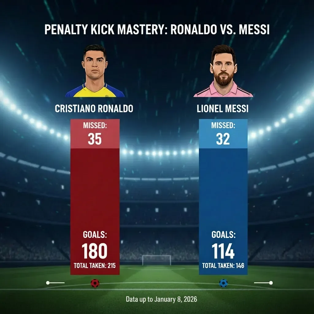 Cristiano Ronaldo und Lionel Messi im Vergleich ihrer Elfmeterstatistiken