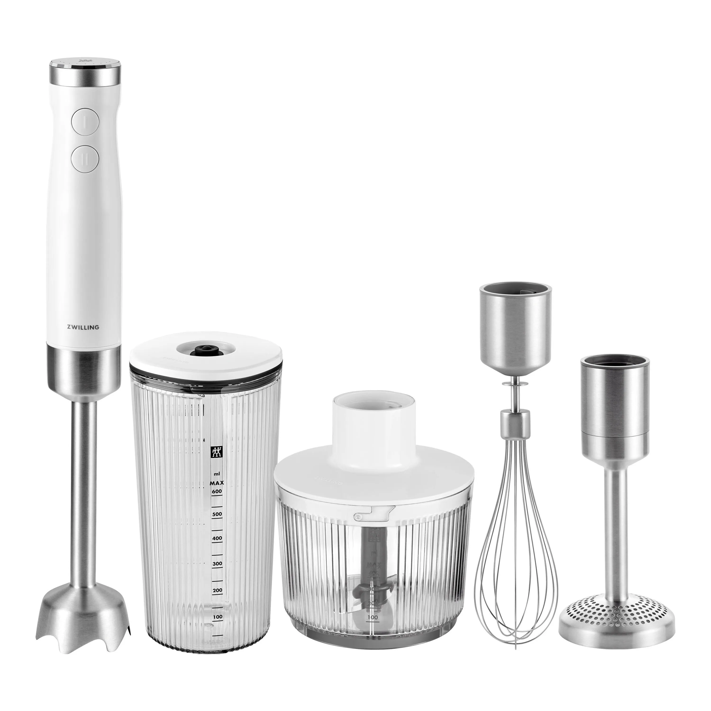 Das ZWILLING ENFINIGY Stabmixer Set in Silber-Weiß mit Zubehör