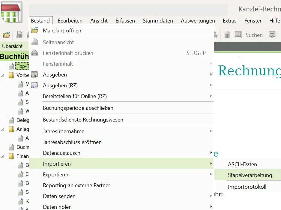DATEV Kanzlei Rechnungswesen: Stapelverarbeitung