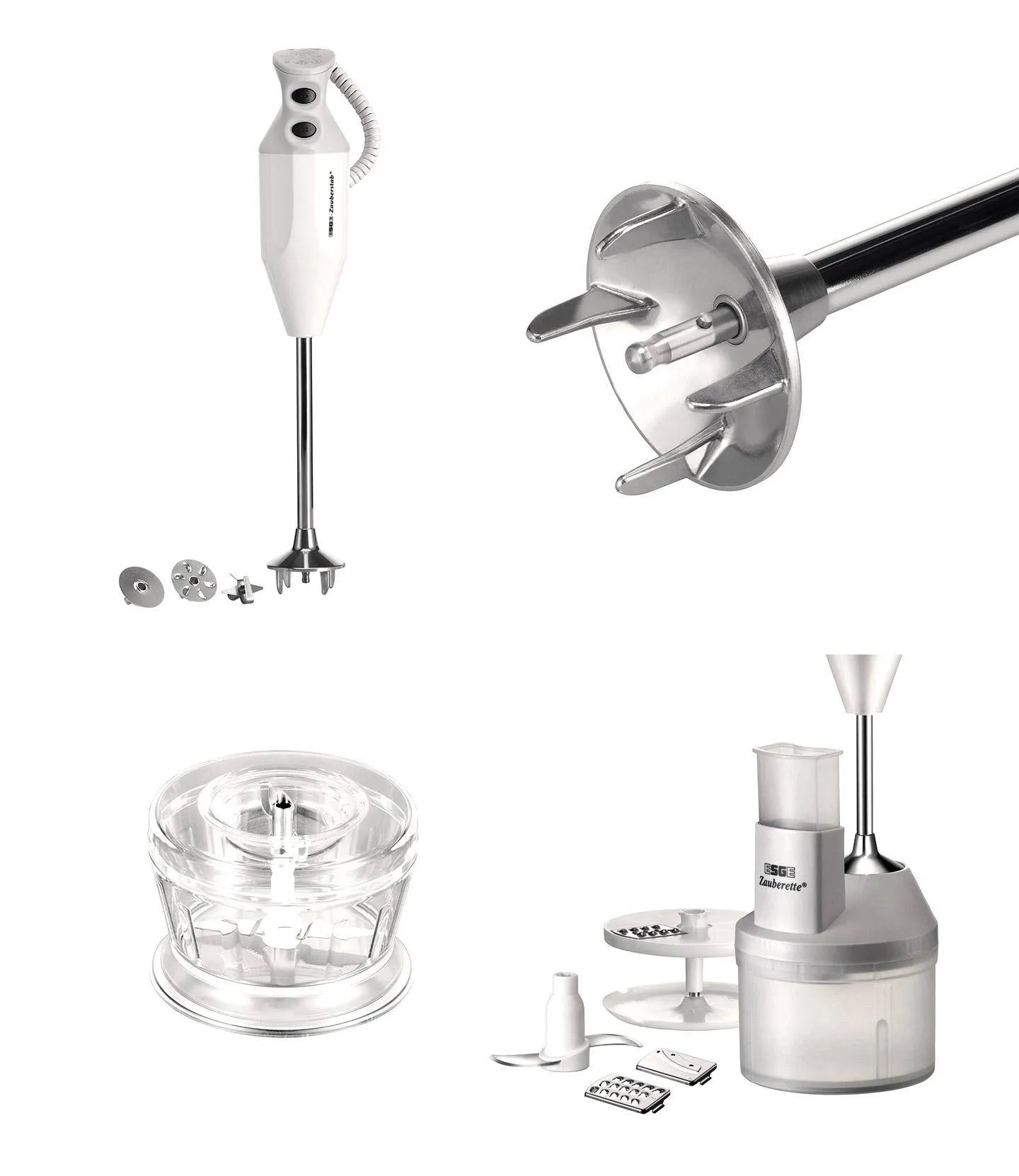 Der ESGE-Zauberstab P 200 Profi mit verschiedenen Aufsätzen und Zubehör