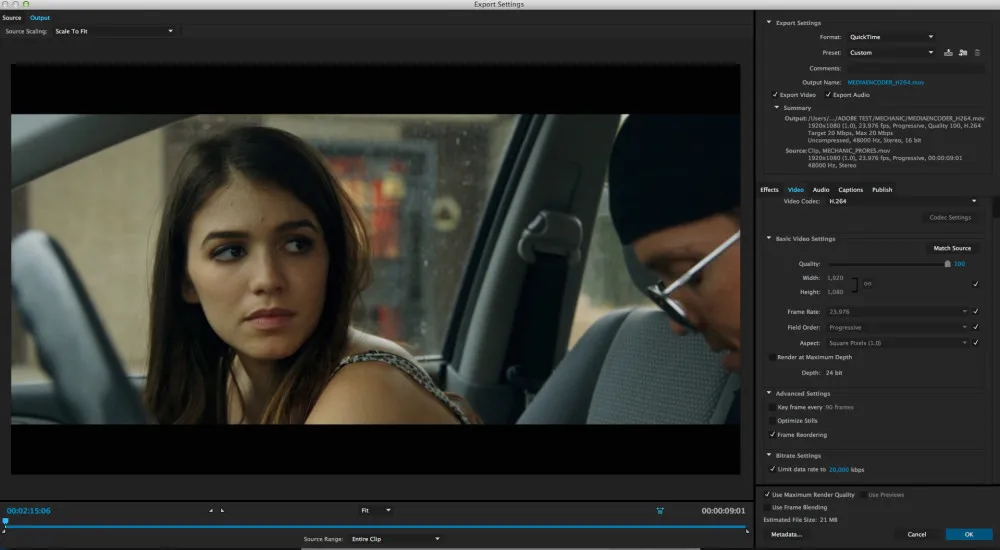 Detaillierte Einstellungen für die H.264-Videokompression in Media Encoder