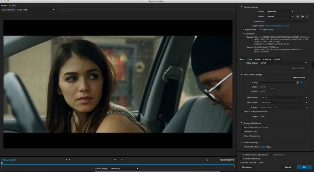 Detaillierte H.264-Kompressionseinstellungen in Adobe Media Encoder